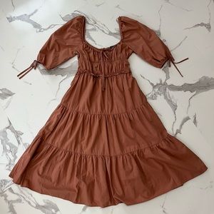 Never worn! NWOT Cottage core brown dress